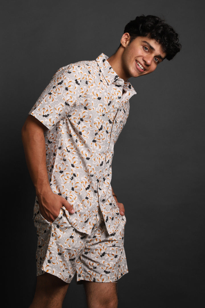 Printed Co-Ord Set - RDKLU-Men's Cotton Printed Co-Ord Set#19