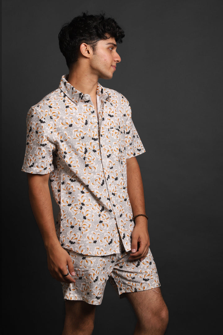 Printed Co-Ord Set - RDKLU-Men's Cotton Printed Co-Ord Set#19