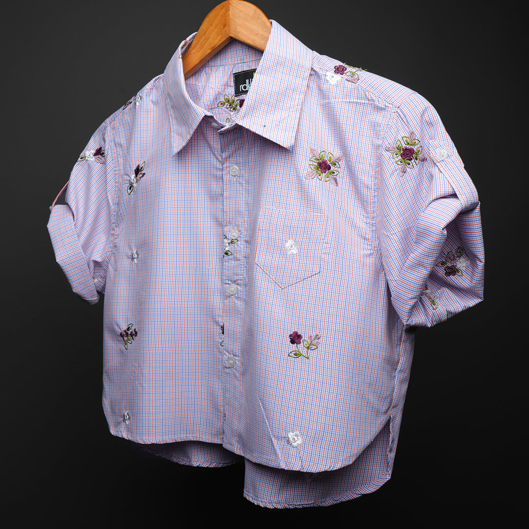 Rose Meadow * Embroidery  CROP SHIRT#462