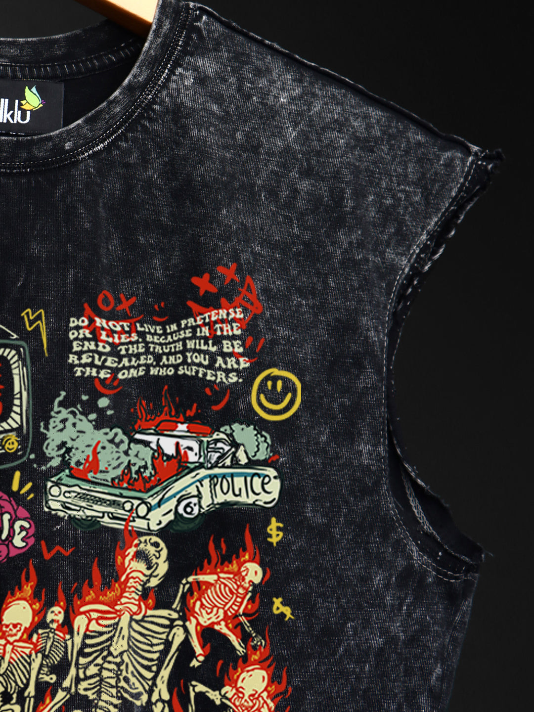 WASHED OUT PRINTED SLEEVELESS VEST #12