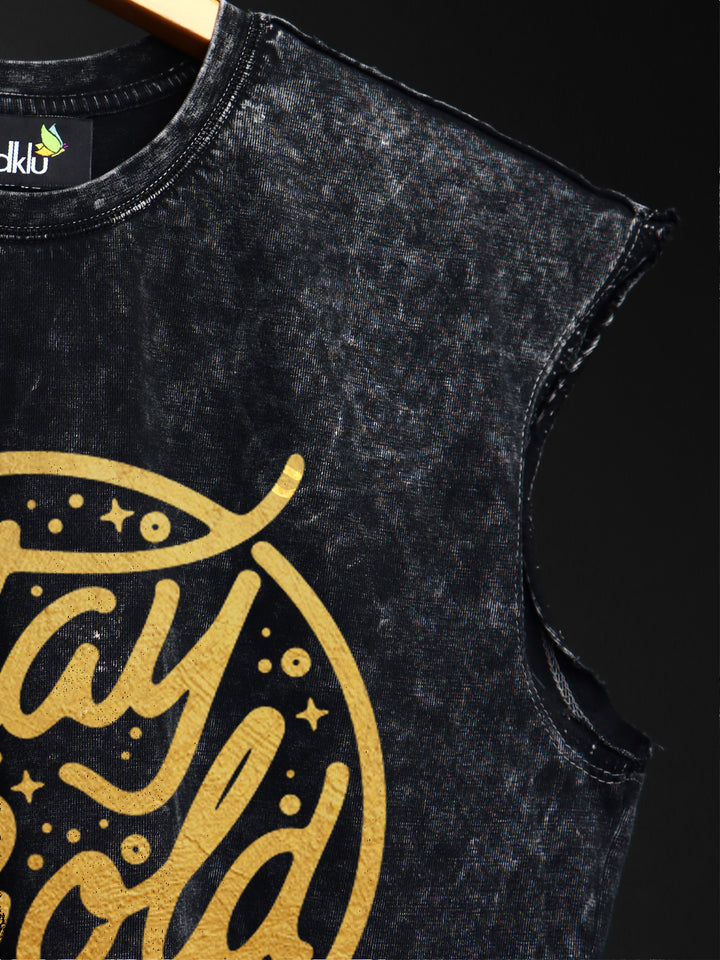 WASHED OUT PRINTED SLEEVELESS VEST #13
