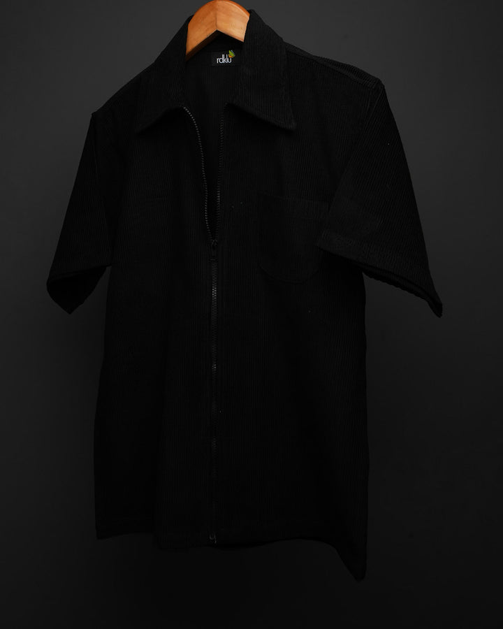 BLACK * Corduroy Zipper Shirt #164