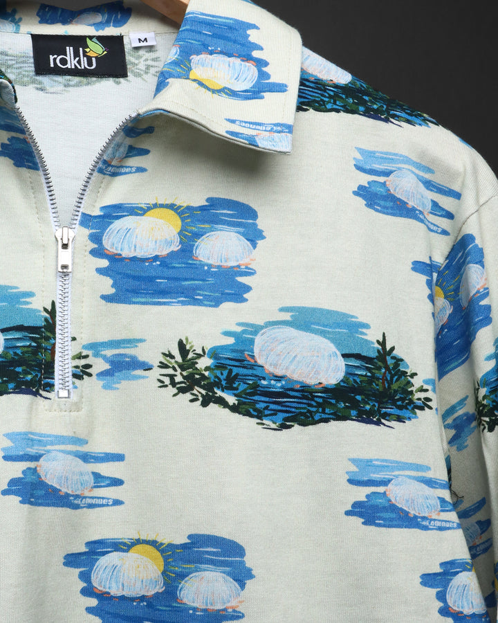 Cotton Printed Full Sleeve Polo Tee#32