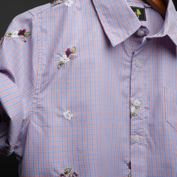 Rose Meadow * Embroidery  CROP SHIRT#462