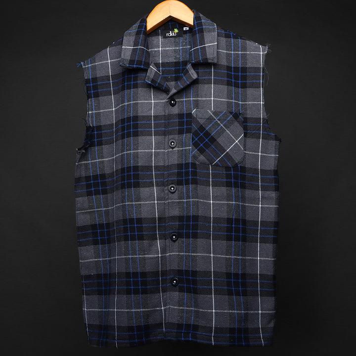 Sleevless * Flannel Shirt #153