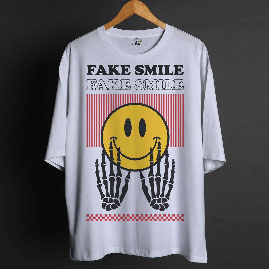 Printed Oversized Tee - FAKE SMILE-MEN'S PRINTED OVER SIZE TEE#34