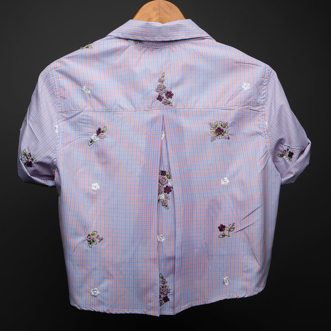 Rose Meadow * Embroidery  CROP SHIRT#462
