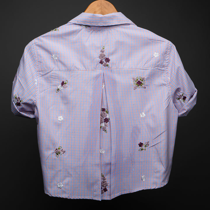 Rose Meadow * Embroidery  CROP SHIRT#462