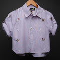 Rose Meadow * Embroidery  CROP SHIRT#462