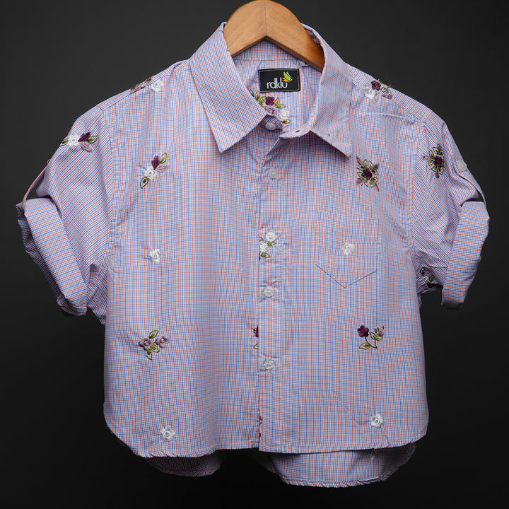 Rose Meadow * Embroidery  CROP SHIRT#462