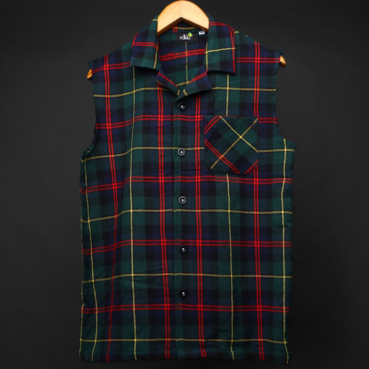 Sleevless * Flannel Shirt #154