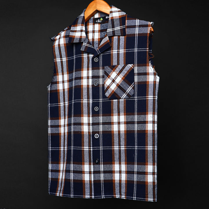 Sleevless * Flannel Shirt #155