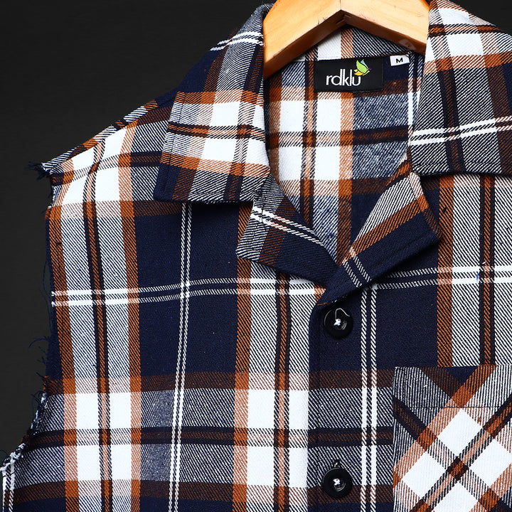 Sleevless * Flannel Shirt #155