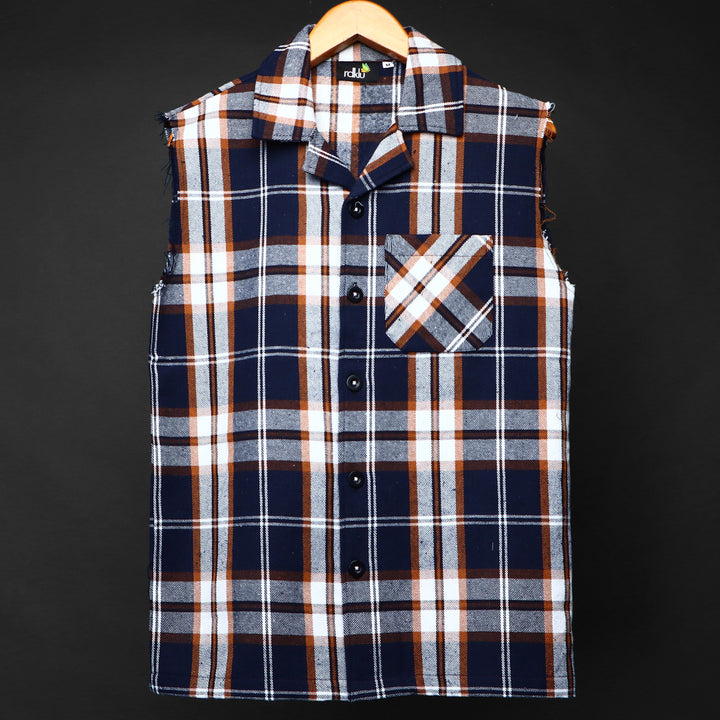 Sleevless * Flannel Shirt #155