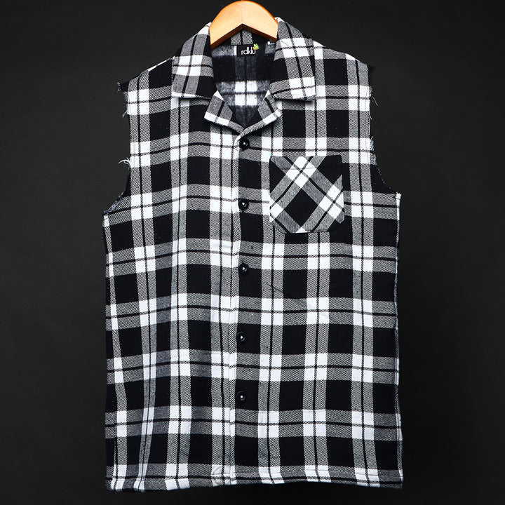 Sleevless * Flannel Shirt #156