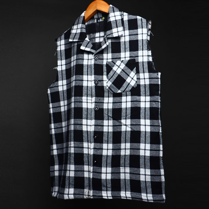 Sleevless * Flannel Shirt #156