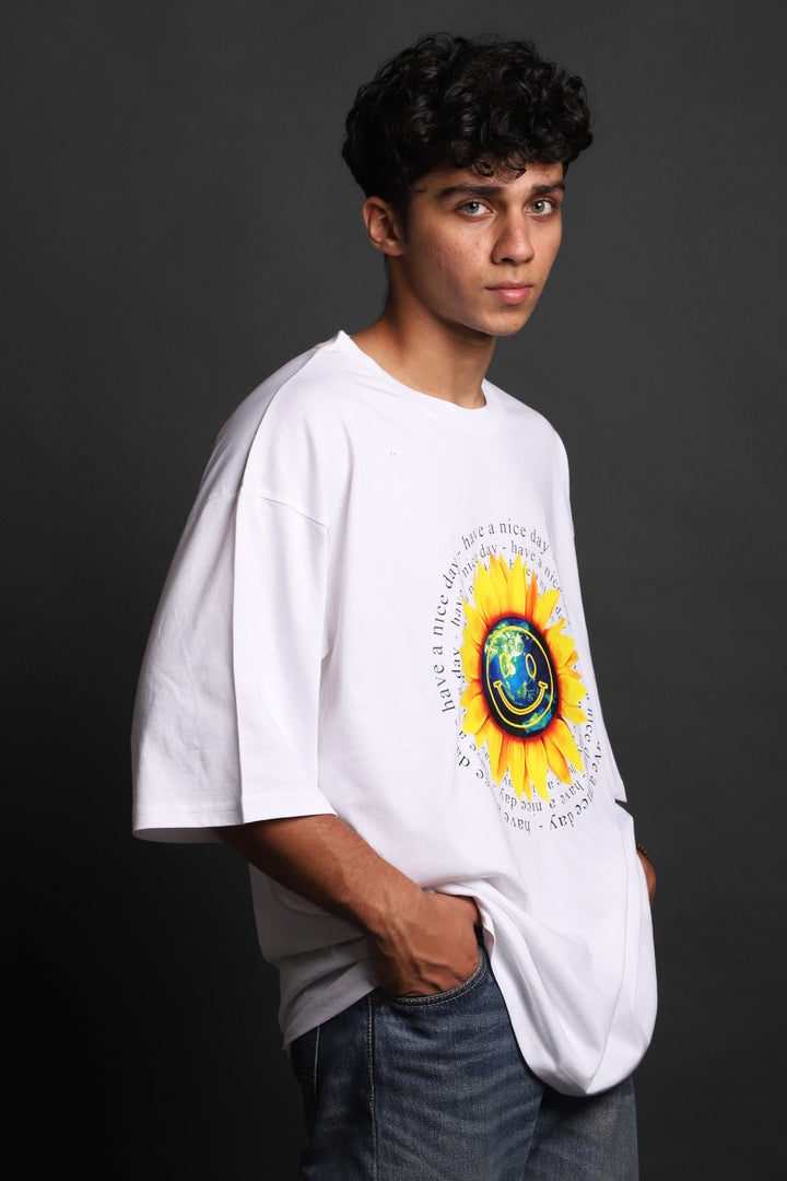 Printed Oversized Tee - SMILEY MEN'S PRINTED OVER SIZE TEE#1