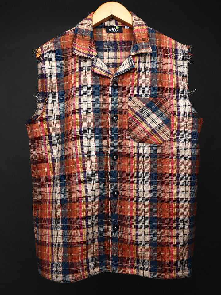 Sleevless * Flannel Shirt #151