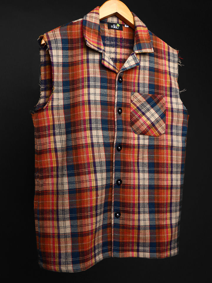 Sleevless * Flannel Shirt #151