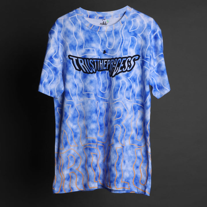 Cotton Printed Tees - Blue Waves-RDKLU-Cotton Printed Tee#12