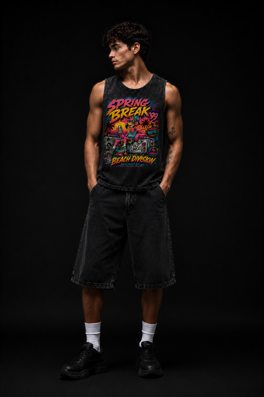 SPRING BREAK * WASHED OUT PRINTED SANDO #39