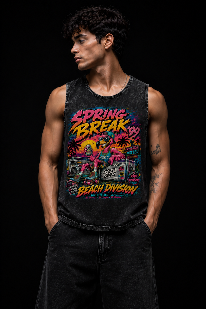 SPRING BREAK * WASHED OUT PRINTED SANDO #39
