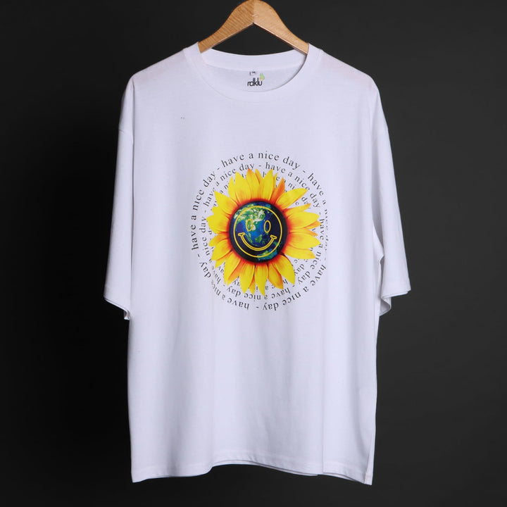 Printed Oversized Tee - SMILEY MEN'S PRINTED OVER SIZE TEE#1