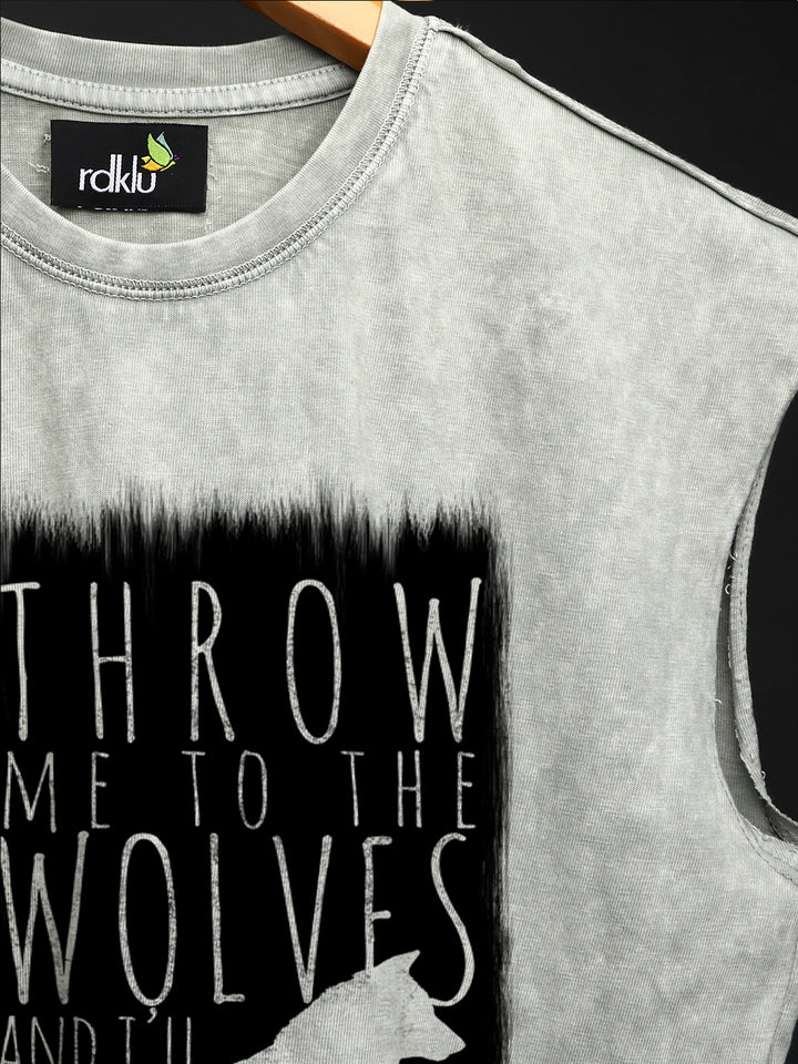 WASHED OUT PRINTED SLEEVELESS VEST #17