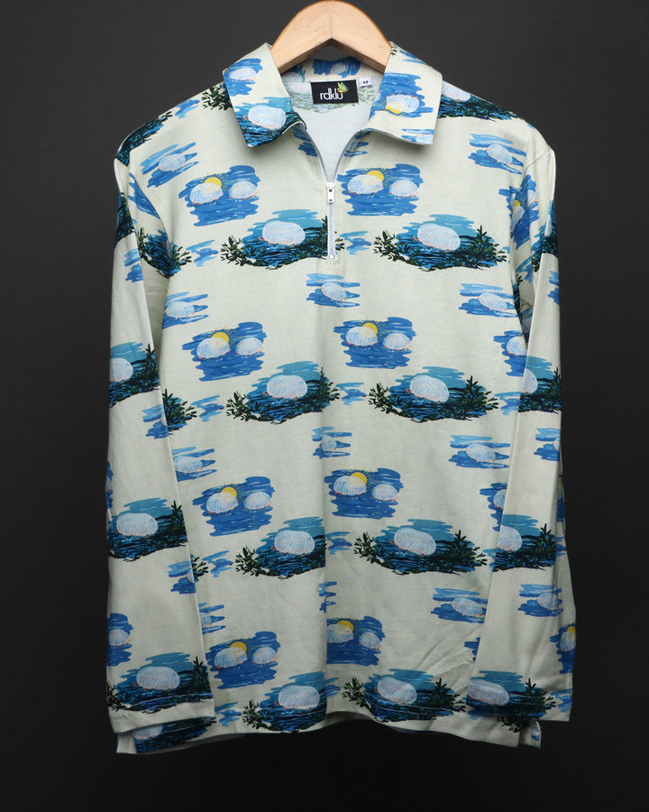Cotton Printed Full Sleeve Polo Tee#32