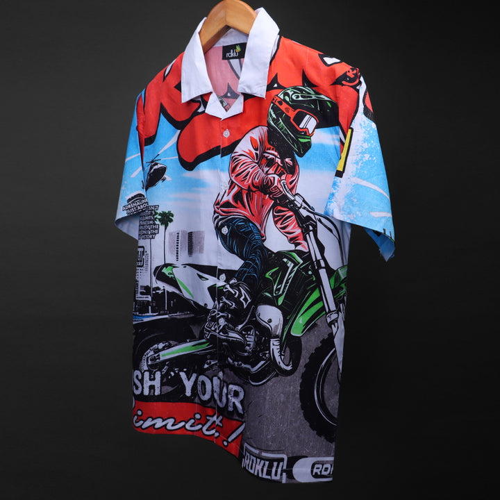 Printed Cuban Collar Shirt For Men #143