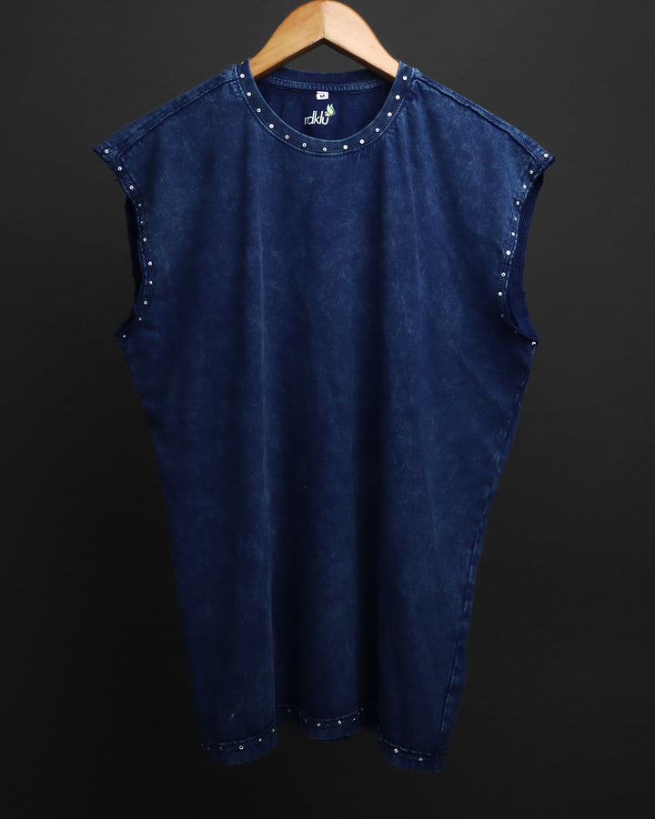 STUDDED WASHED OUT * SLEEVELESS VEST #18