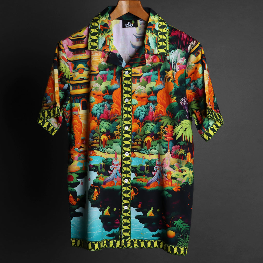 Prints - Cuban Collar Shirt For Men#639