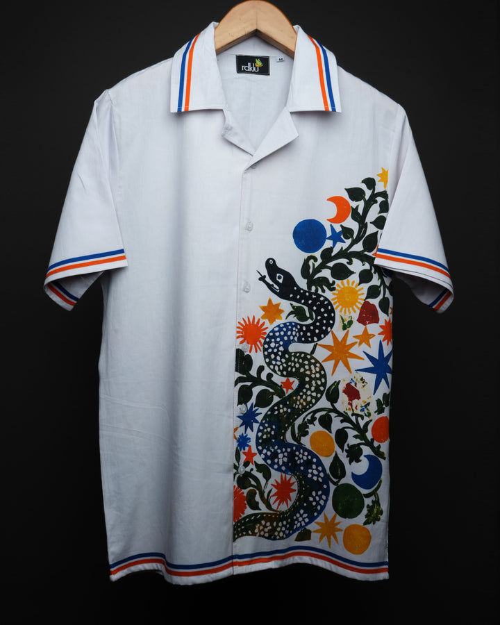 Cosmic Serpent * Printed Cuban Collar Shirt #183