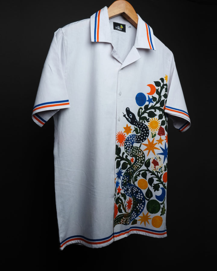 Cosmic Serpent * Printed Cuban Collar Shirt #183
