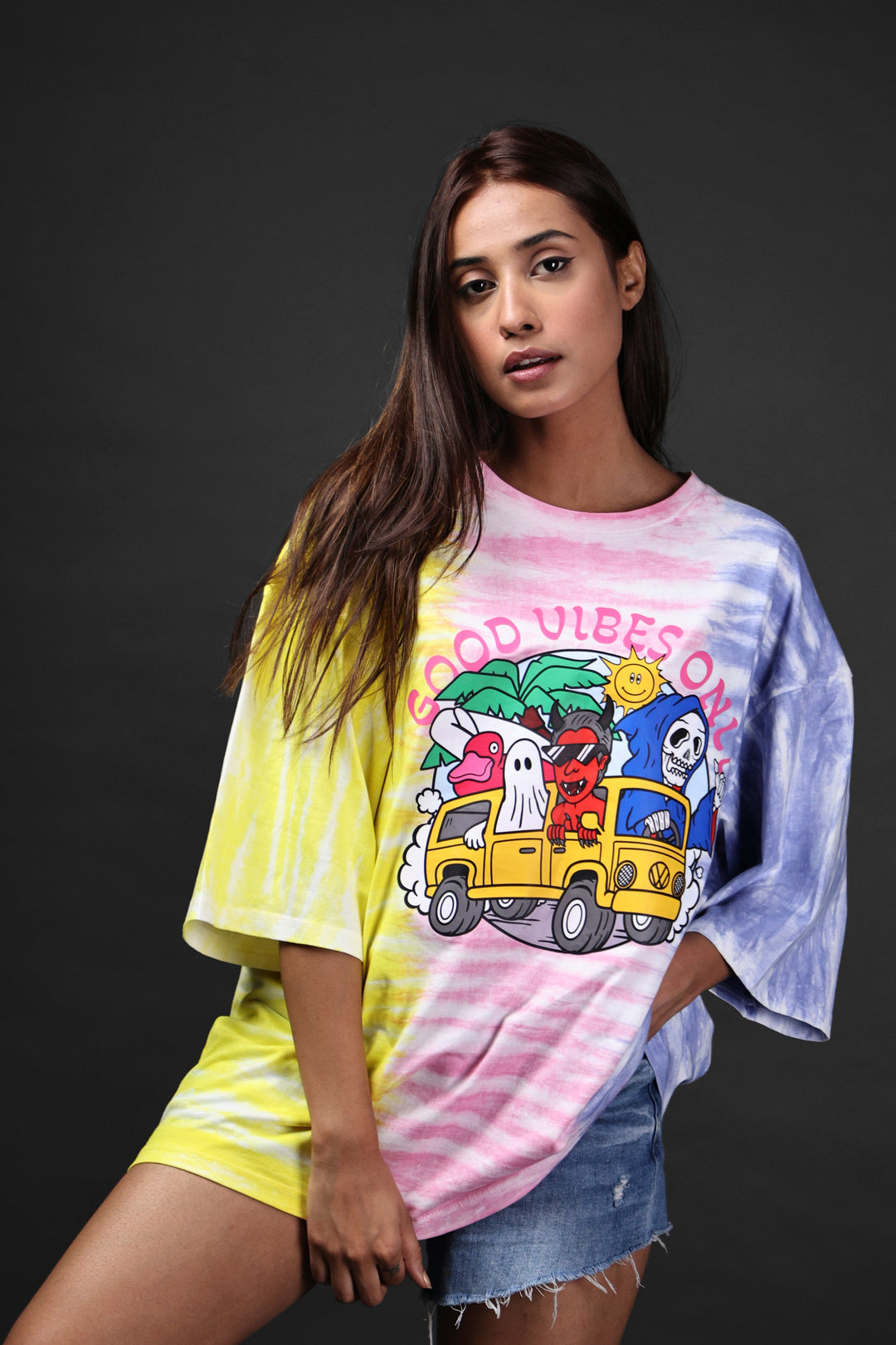 UNISEX OVERSIZE TEE - TIE & DYE UNISEX PRINTED OVER SIZE TEE#25