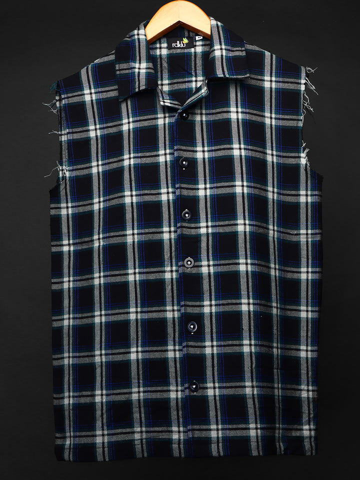 Sleevless * Flannel Shirt #147
