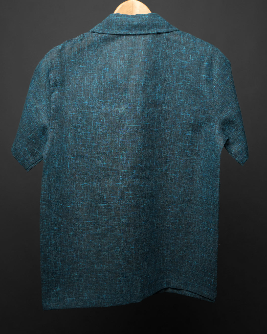Teal*Textured Cotton Cuban Collar shirt #48