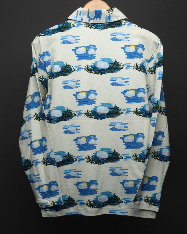 Cotton Printed Full Sleeve Polo Tee#32