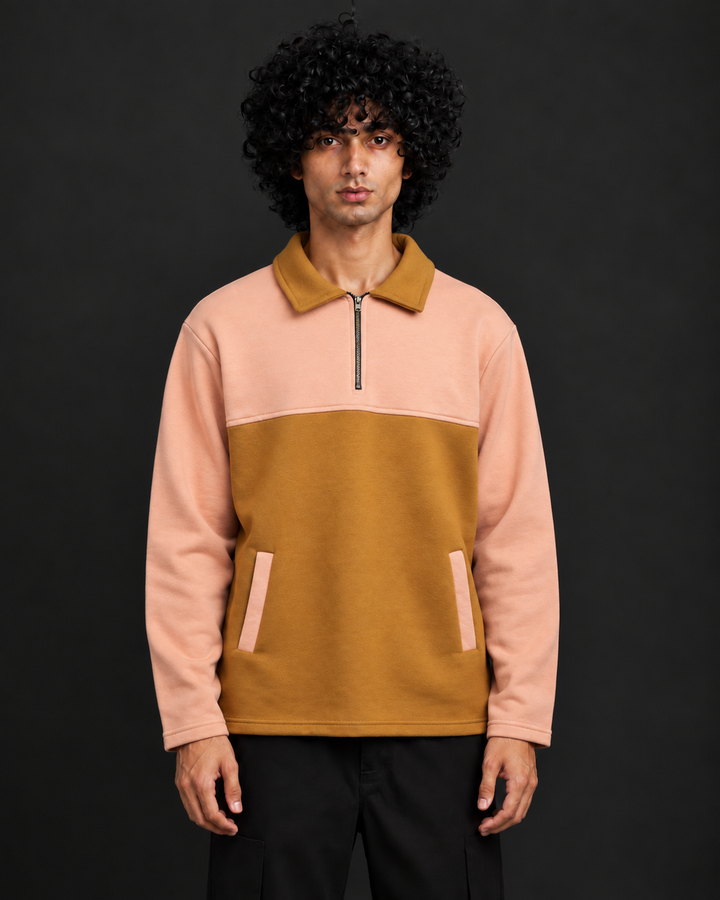 Peach Canyon* Colourblock  zipper Sweatshirt #15