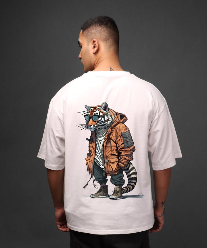 Printed Oversized Tee - LYNX MEN'S FRONT& BACK PRINTED OVER SIZE TEE#56