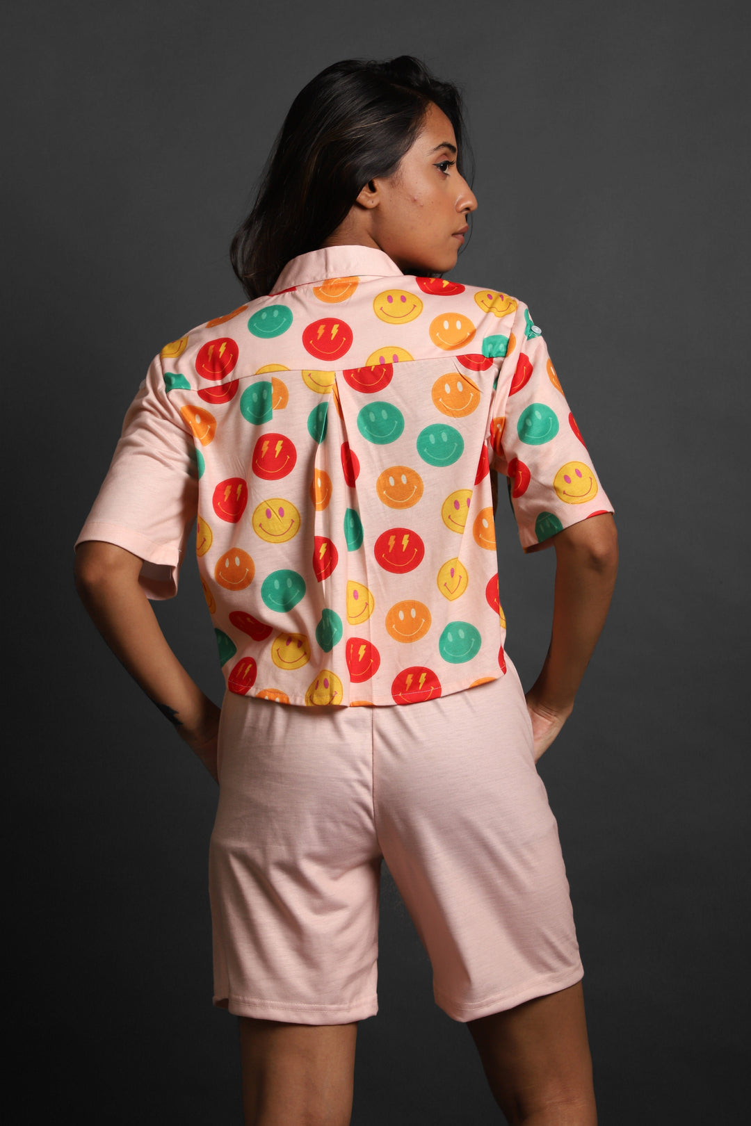 Women's Printed Co-Ord Set - Women's Printed Crop Shirt & Short Set#1