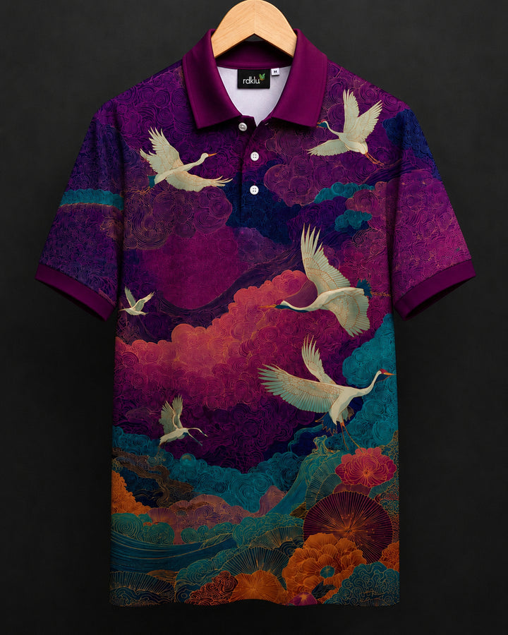 Mens Cotton Printed Polo Tee#58