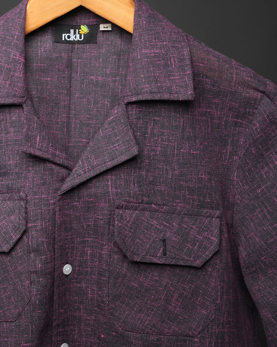 Plum*Textured Cotton Cuban Collar shirt #49