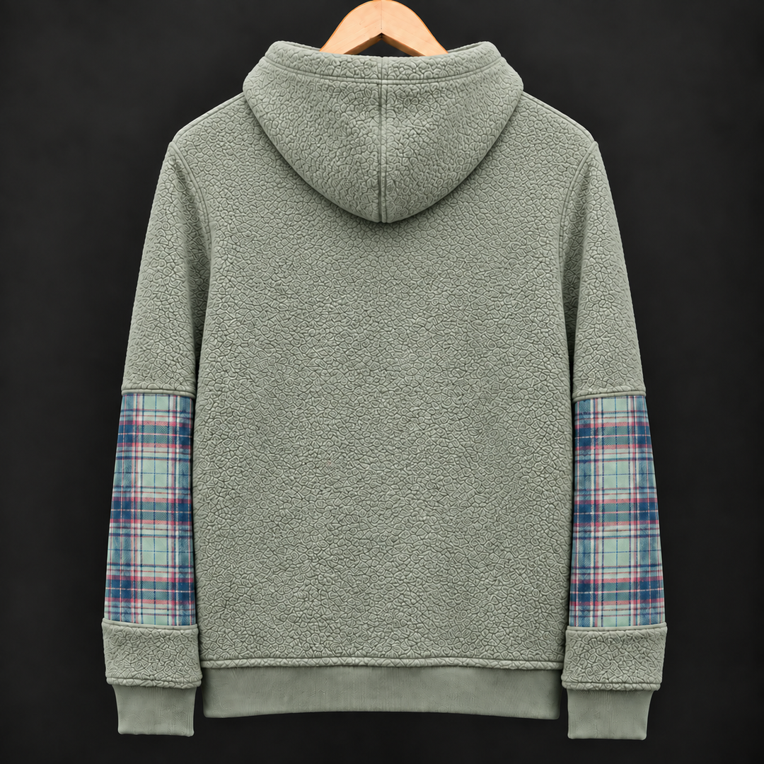 UNISEX Sage Tartan Fur Flannel Hoodie #36