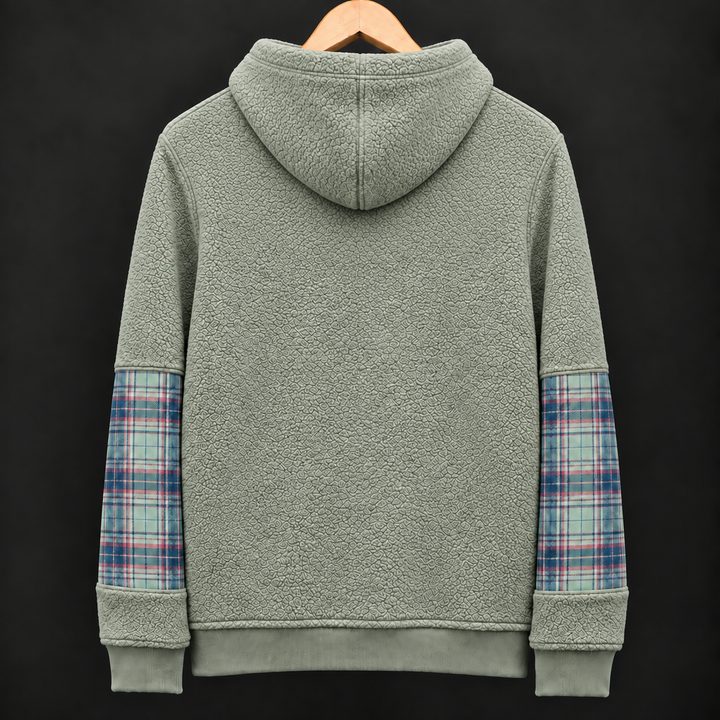 UNISEX Sage Tartan Fur Flannel Hoodie #36