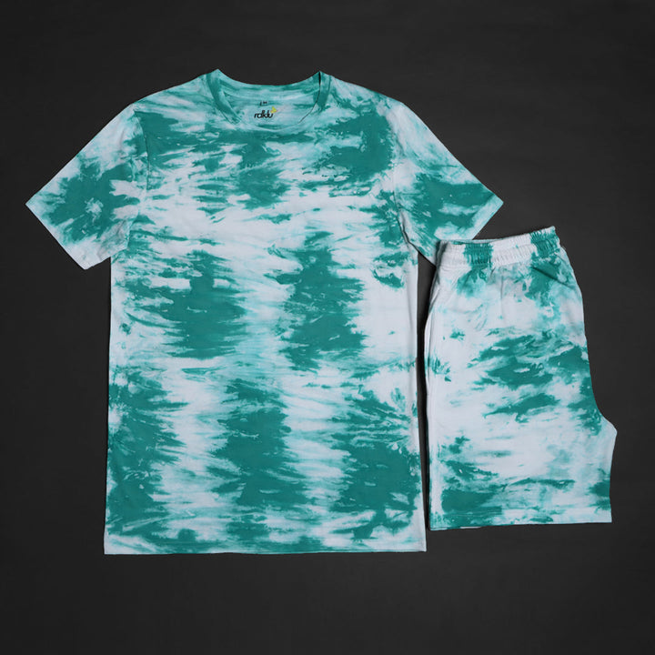 Men Tie And Dyed - Men's  Tie & Dye Co-Ord Tee & Shorts Set#13