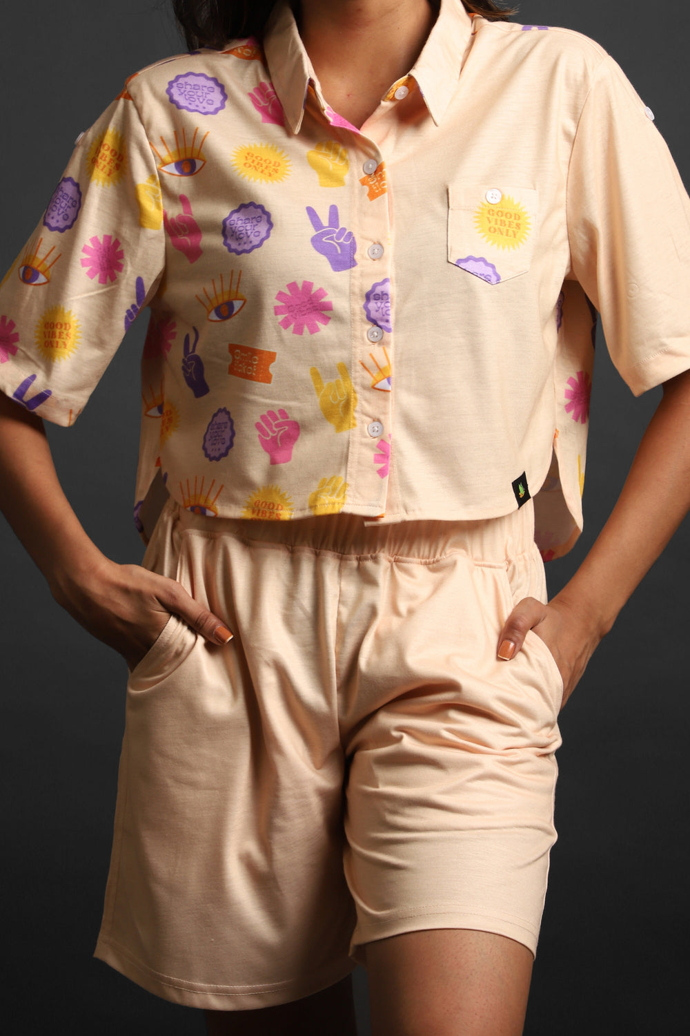 Women's Printed Co-Ord Set - Women's Printed Crop Shirt & Short Set#2