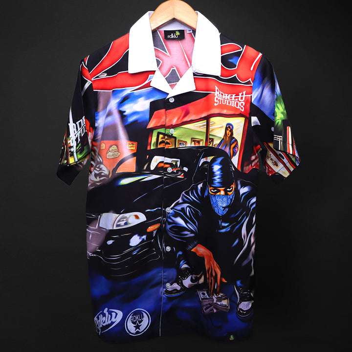 Printed Cuban Collar Shirt For Men #144