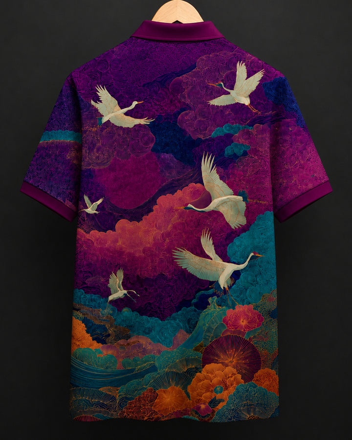 Mens Cotton Printed Polo Tee#58
