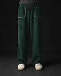 BOTTLE GREEN* SUEDE WIDE LEG JOGGER #176